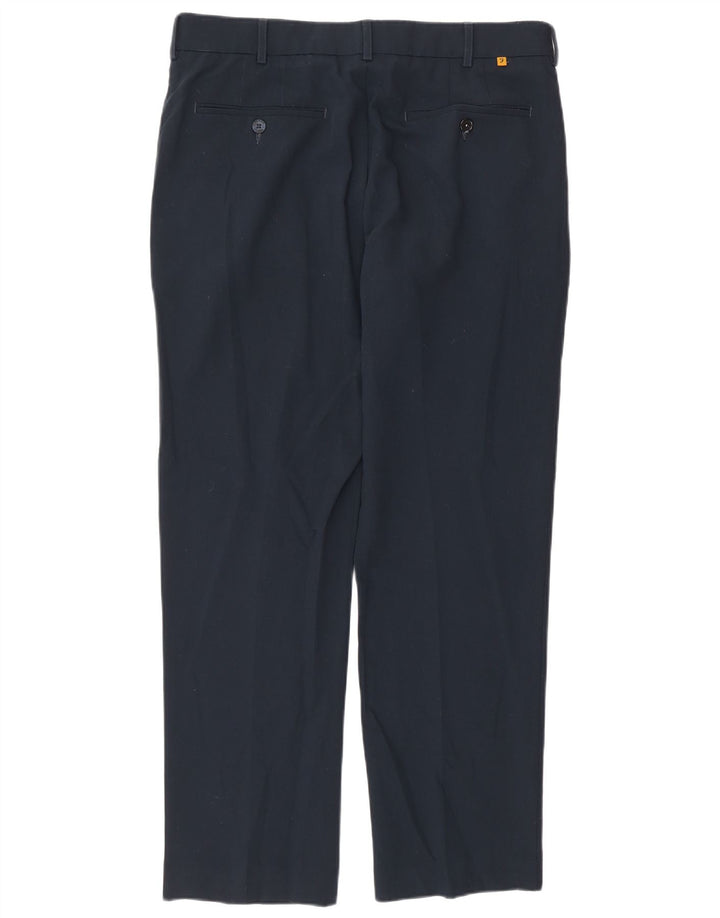 Farah Pantalones Casuales Rectos Para Hombre W34 L29 Poliéster Azul Marino
