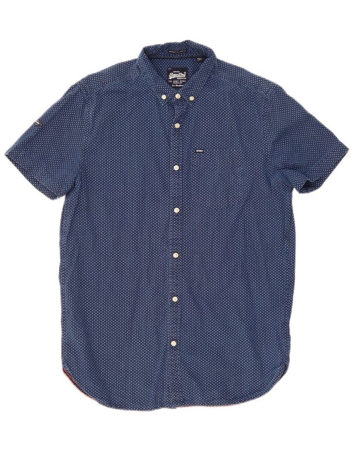 Superdry Camisa De Manga Corta De Algodón Con Manchas Azul Medio