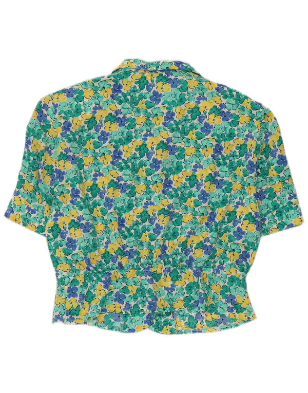 MARKWALD Blusa corta de manga corta para mujer IT 42 Verde medio Floral