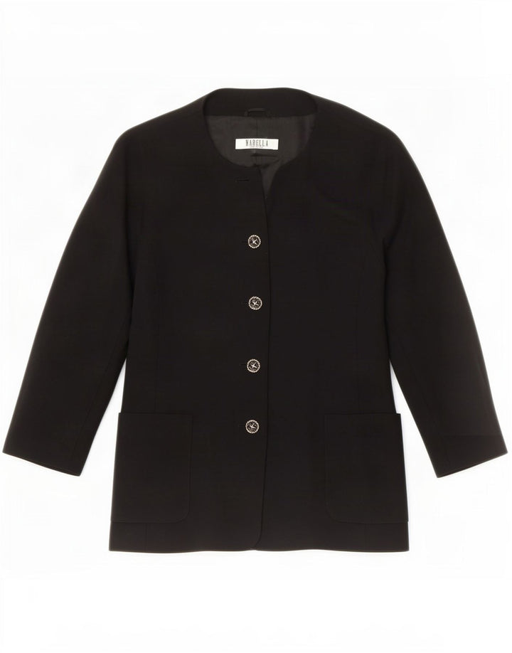 Marella Chaqueta Blazer de 4 Botones para Mujer UK 12 Mediana Negra Lana Nueva