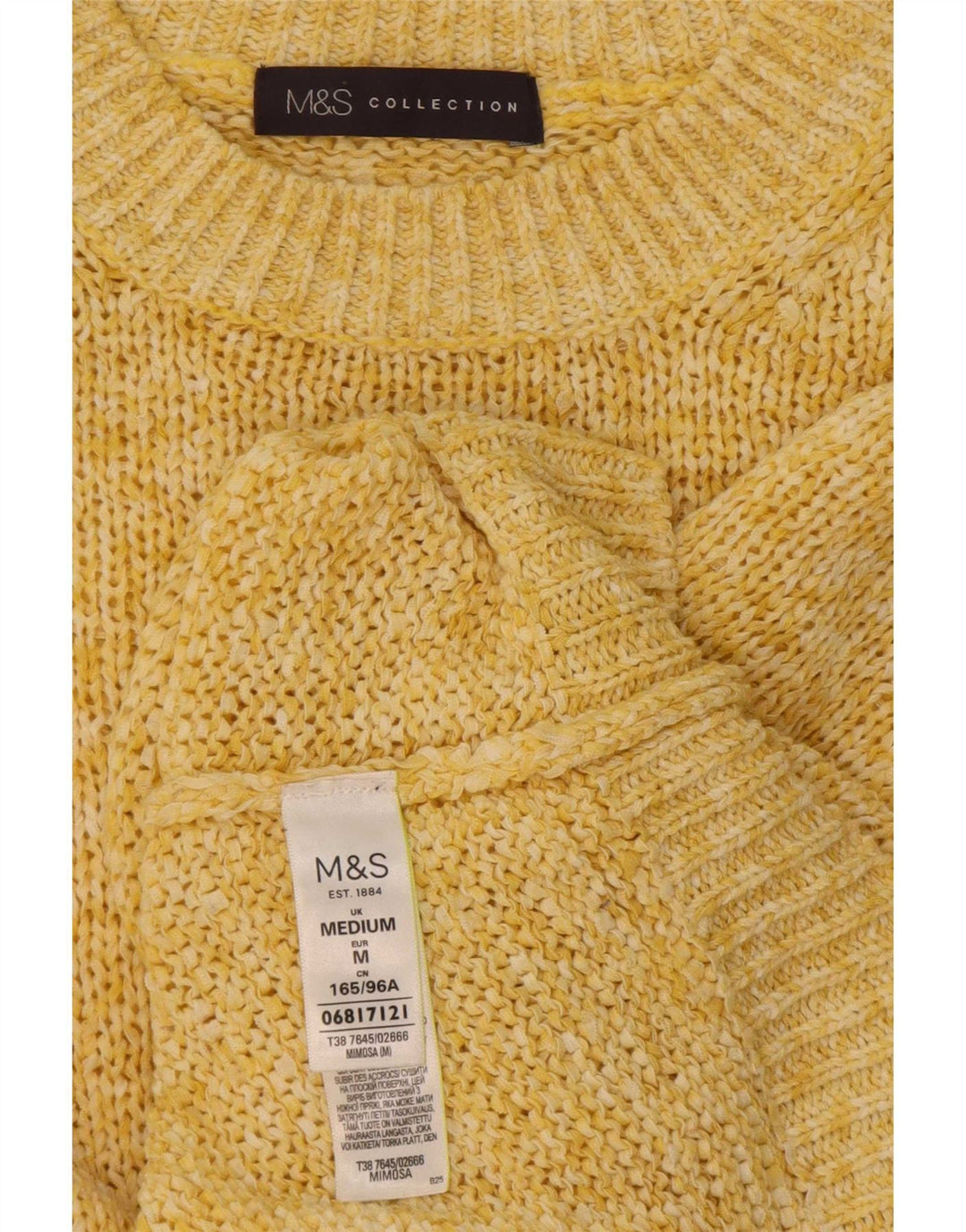Marks & Spencer - Jersey de cuello redondo para mujer, talla 40, color amarillo mediano