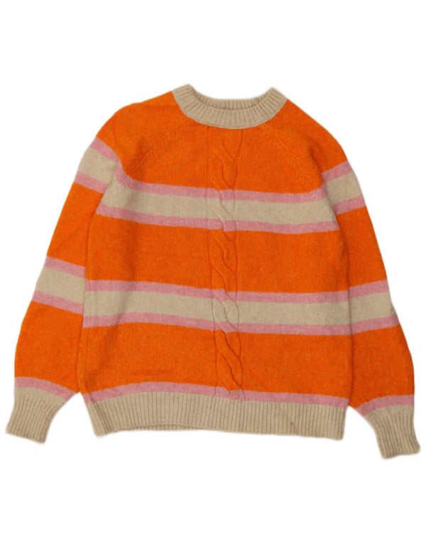 Marks & Spencer Suéter de Cuello Redondo para Mujer UK 10 Small Naranja Rayas
