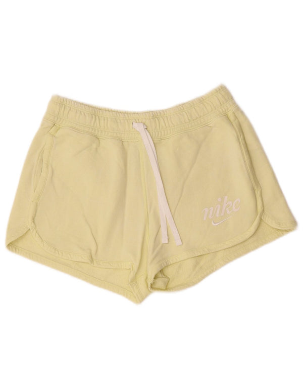 Nike Pantalones cortos deportivos gráficos para mujer UK 10 Small Amarillo Algodón