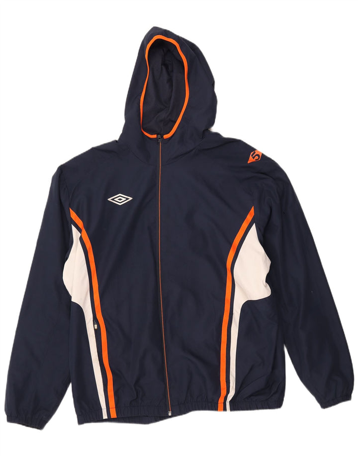 Chaqueta impermeable con capucha para hombre Umbro UK 44 2XL Poliéster color azul marino