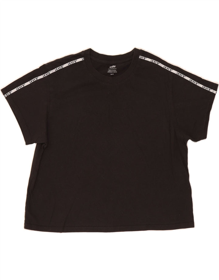 LEVI'S Womens Graphic T-Shirt Top UK 14 Medium Black Cotton Vintage Levi's and Second-Hand Levi's from Messina Hembry 