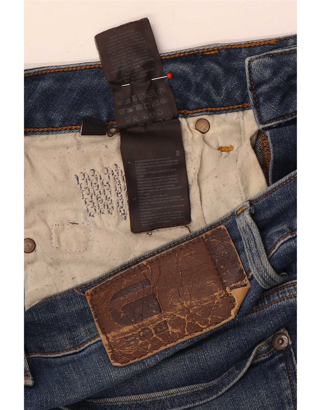 Vaqueros rectos desgastados para hombre G-Star W30 L34 Algodón azul