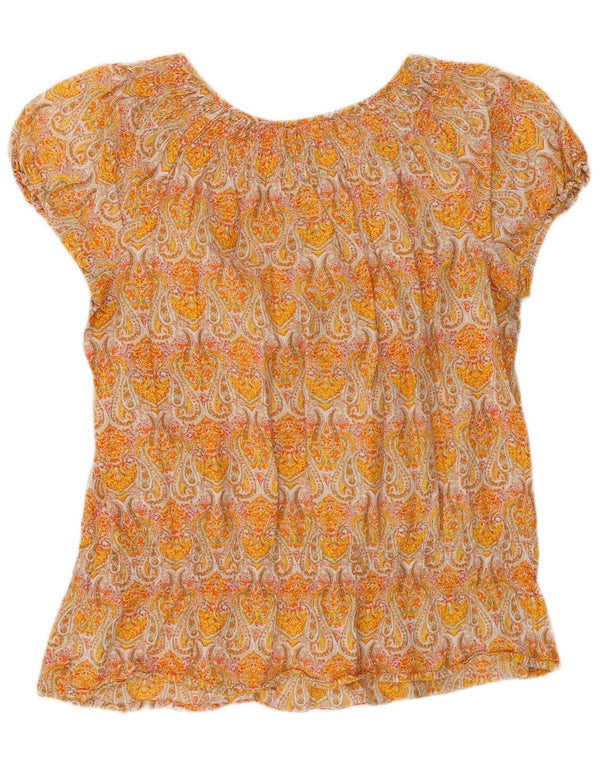 Izod Blusa para Mujer Top UK 42 Algodón Paisley Amarillo Medio