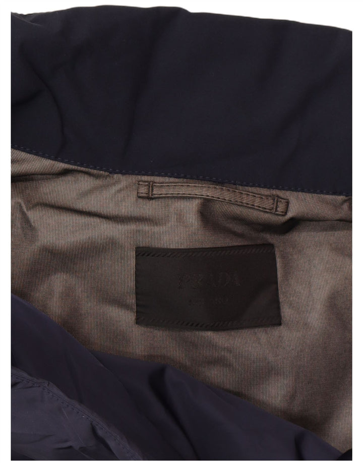 PRADA Chaqueta cortavientos para hombre IT 52 XL Azul marino Poliéster Clásico