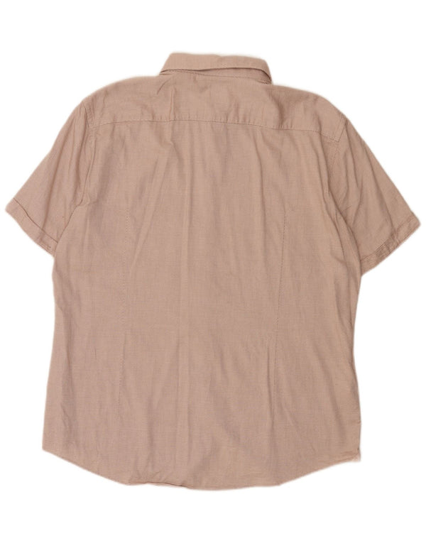 Camisa Hugo Boss Hombre Manga Corta XL Algodón Lunares Rosa