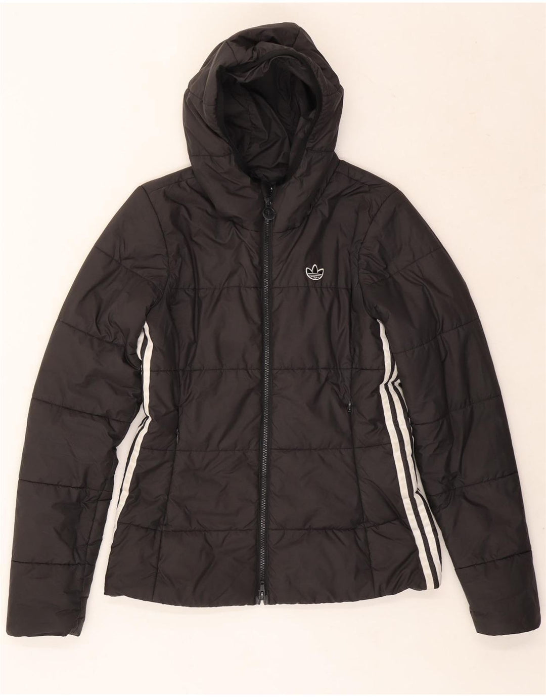 ADIDAS Chaqueta acolchada con capucha para mujer UK 10 Small Poliéster negro