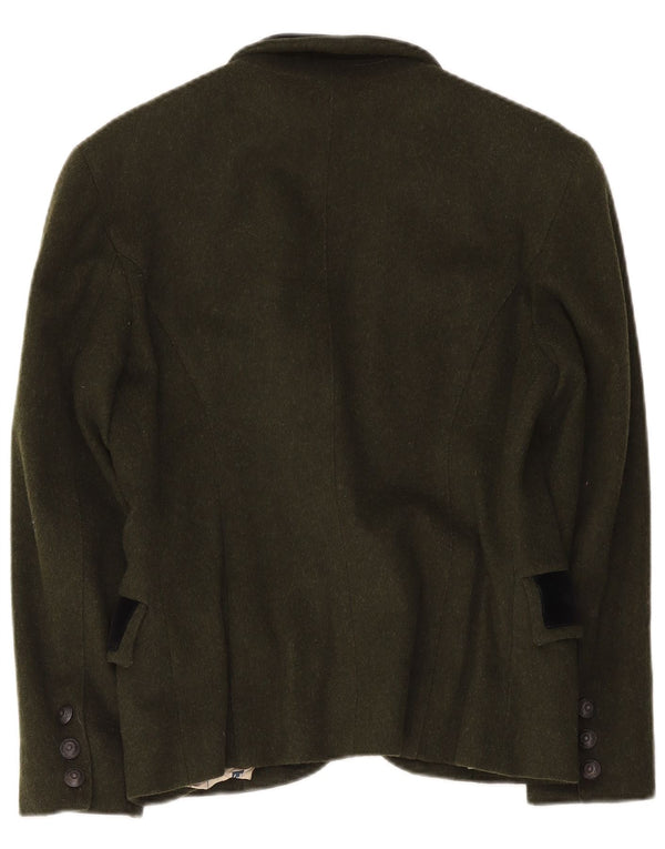 Vintage mujer 1 botón Blazer chaqueta Reino Unido 14 gran bloque de color caqui