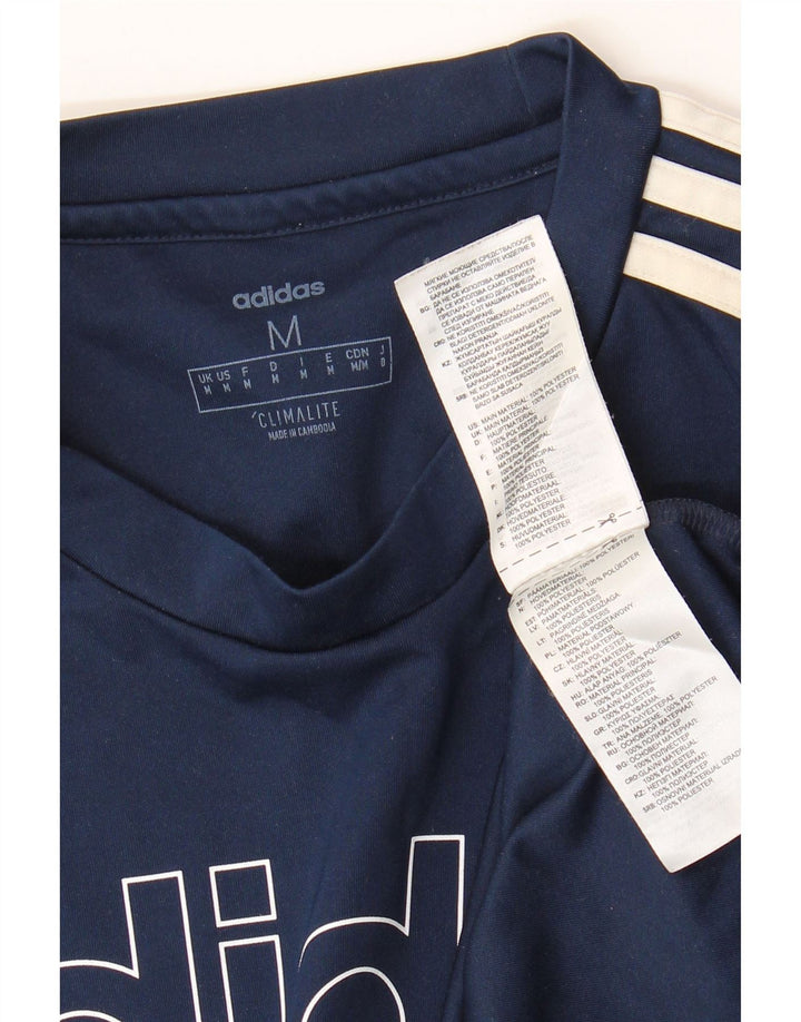 Adidas Hombre Camiseta Gráfica Top Medio Azul Marino Poliéster