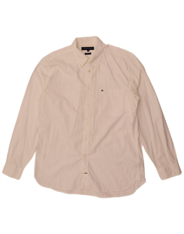 Tommy Hilfiger Camisa Regular Fit para Hombre Algodón Blanco Grande