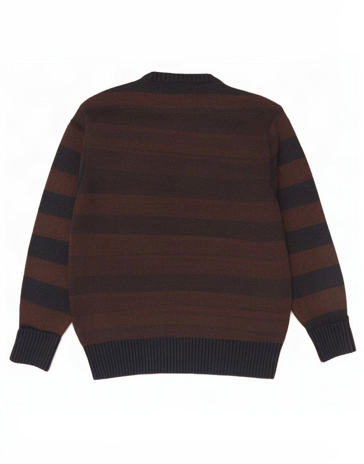 Marlboro Classics - Jersey de cuello redondo para hombre, talla 40, color marrón medio, a rayas