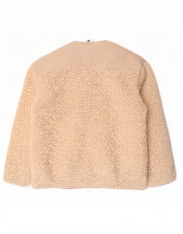 Zara Mujer Chaqueta Polar Extragrande UK 10 Small Beige Poliéster