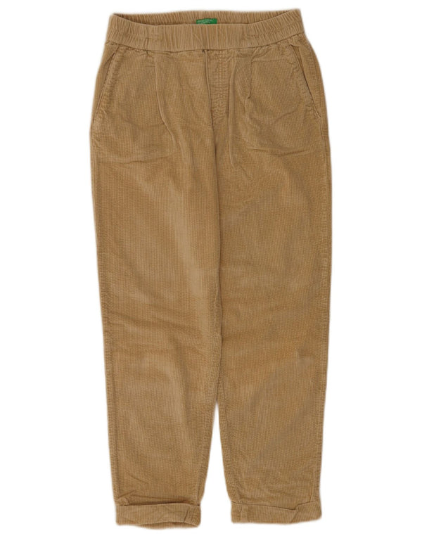 Pantalón Benetton Mujer Recto De Pana XS W25 L23 Algodón Beige