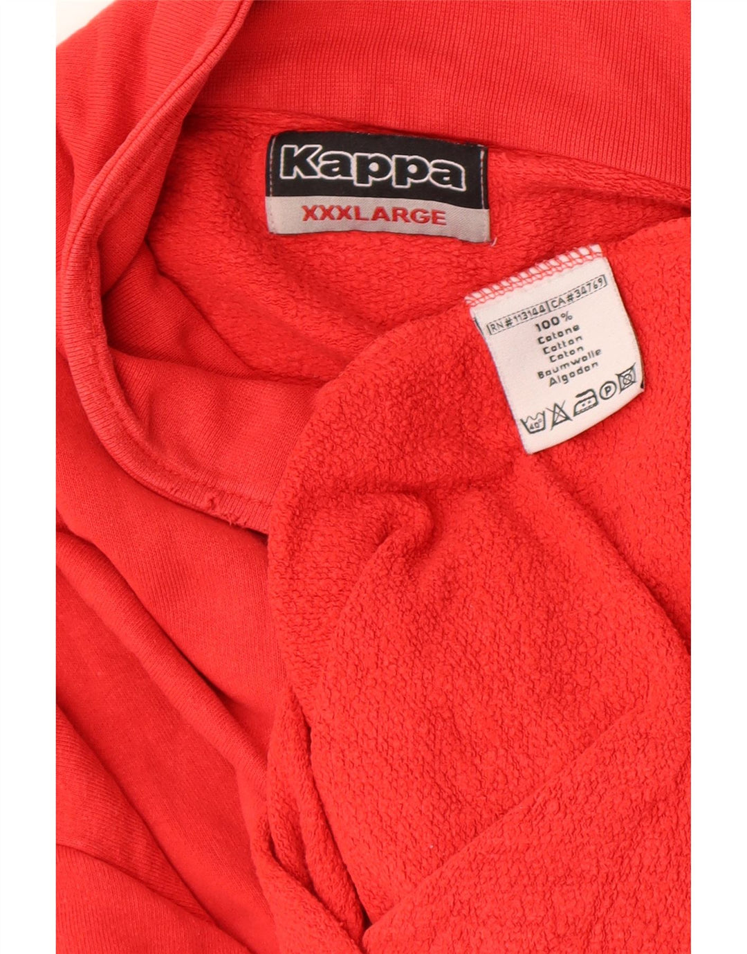 Kappa Hombre Sudadera Con Cremallera Y Cuello Jersey 3XL Algodón Rojo