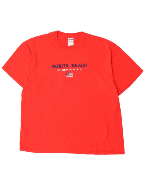 Vintage hombres camiseta gráfica Top XL algodón rojo