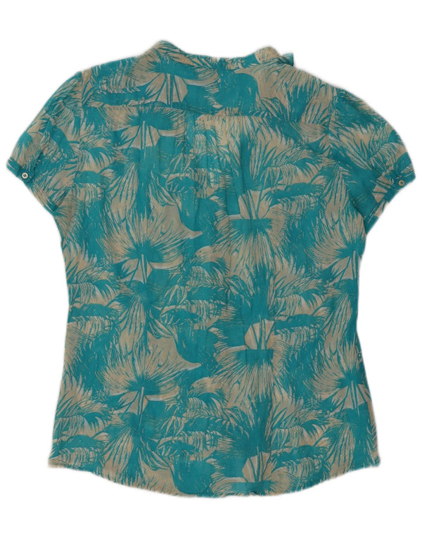 BENETTON Blusa de manga corta para mujer UK 44 Azul medio Floral