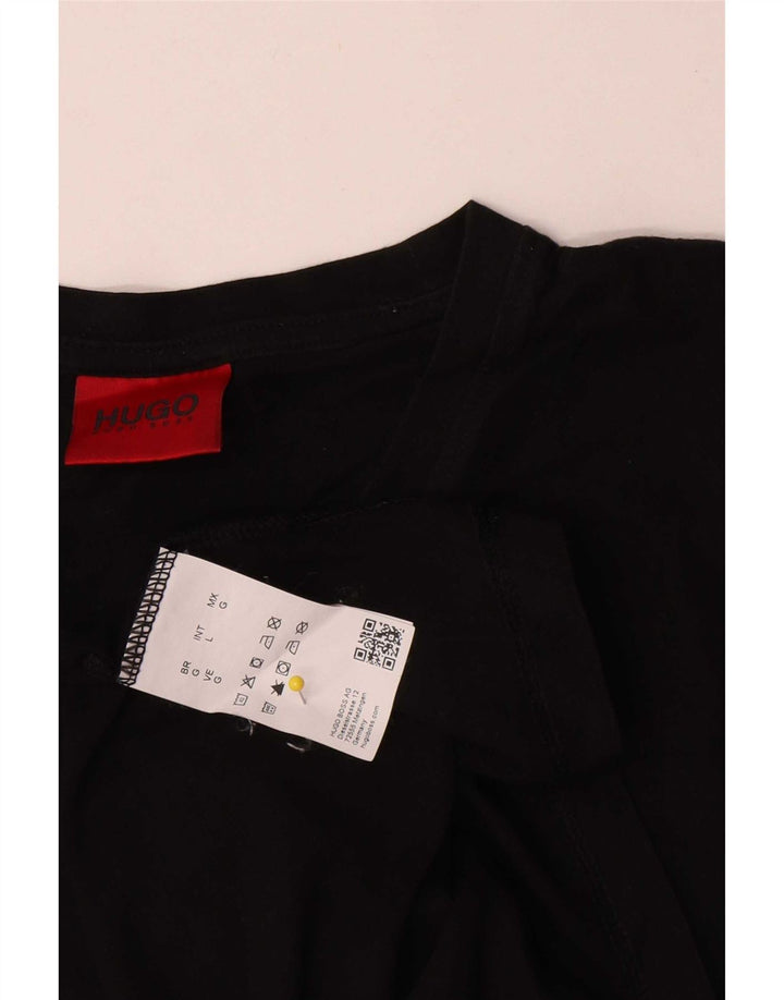 Hugo Boss Hombre Camiseta Top Grande Algodón Negro