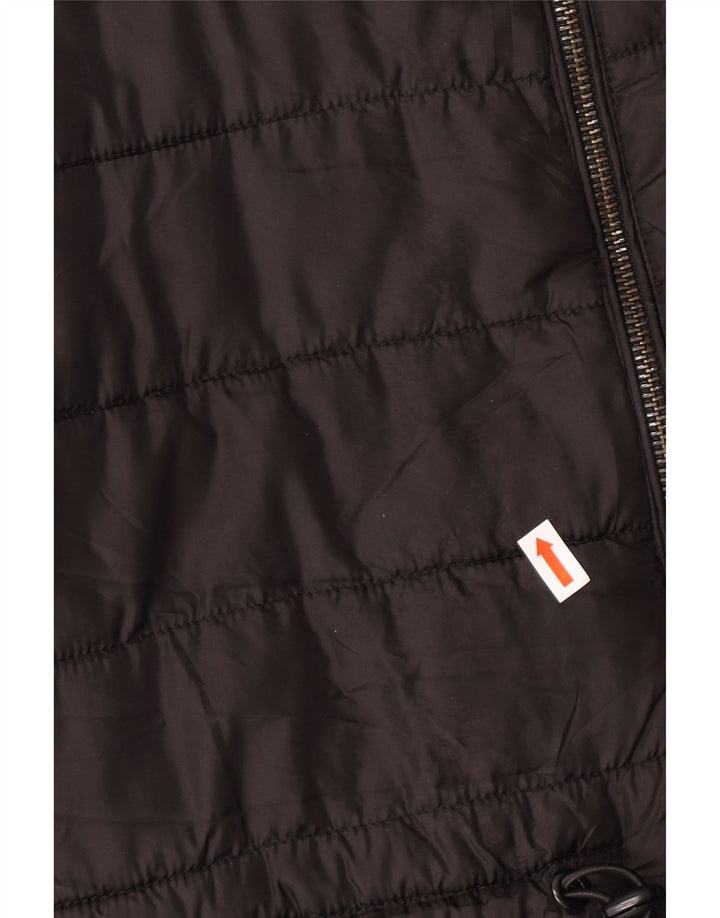 ZARA Mujer Chaqueta Acolchada Con Capucha UK 40 Small Poliéster Negro