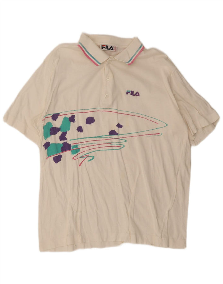 Fila Polo gráfico para hombre IT 54 XL Blanco a rayas