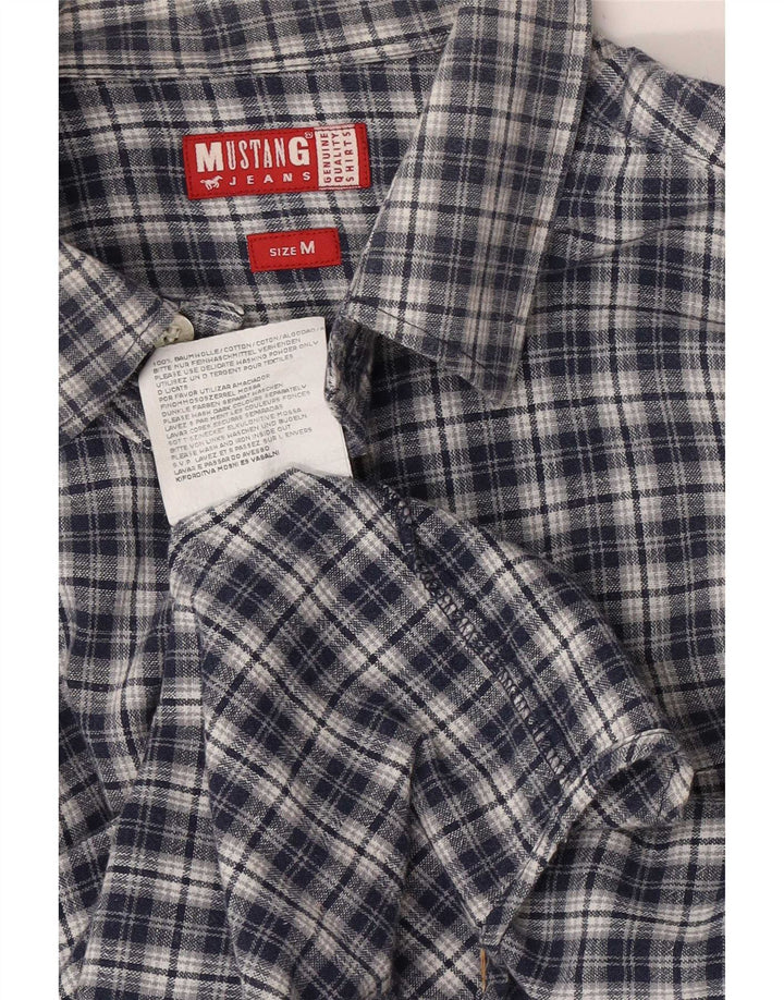 Mustang Camisa De Manga Corta Para Hombre Algodón A Cuadros Azul Marino Mediano