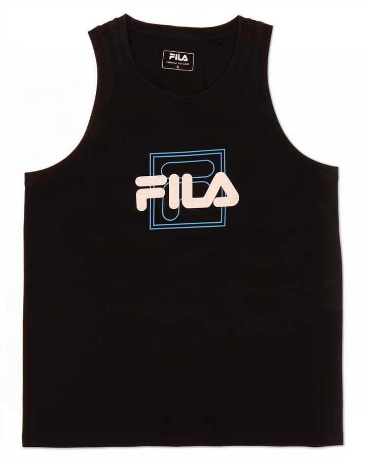 Fila Mujer Gráfico Chaleco Top Reino Unido 10 Pequeño Negro
