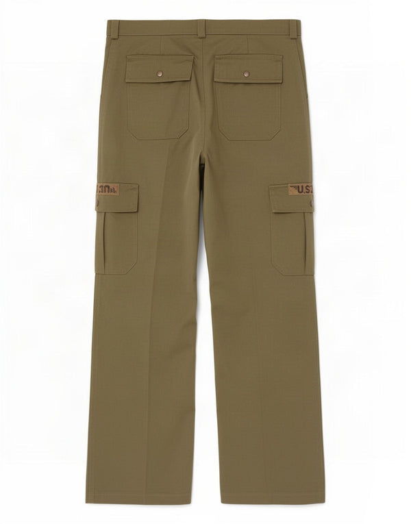 Vintage hombres pantalones cargo rectos IT 50 Grande W32 L32 Caqui