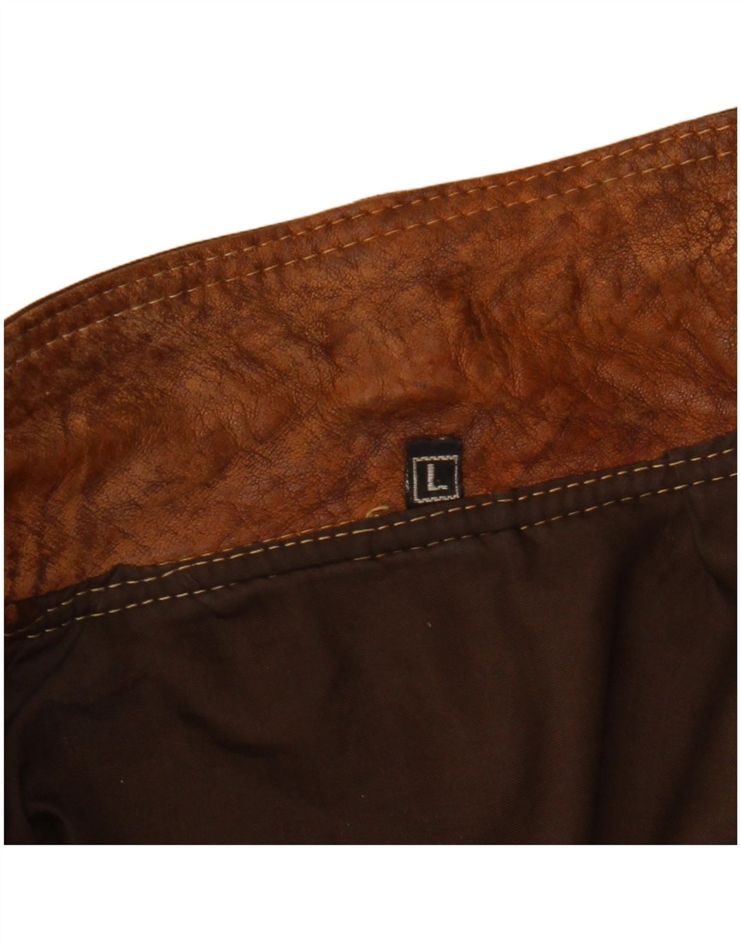 Vintage mujer crop chaqueta de cuero Reino Unido 16 marrón grande