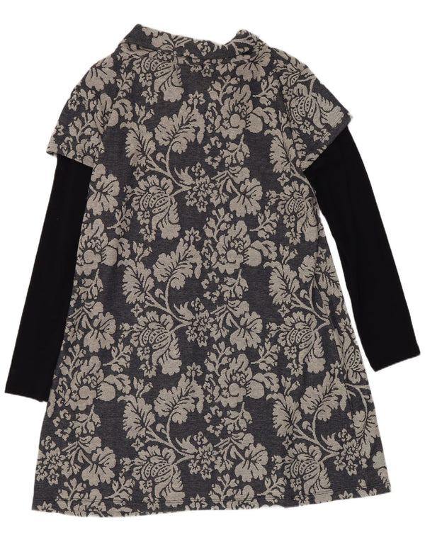 Joe Browns Vestido acampanado de manga larga para mujer UK 40 XL Algodón floral azul marino