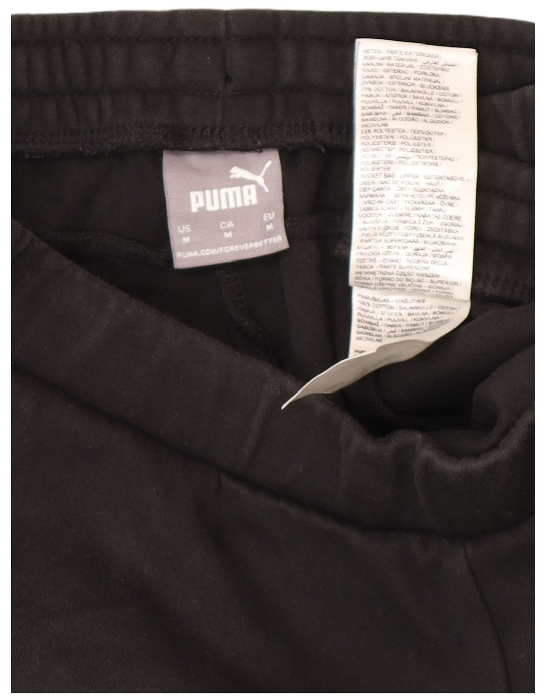 Pantalones de chándal PUMA para hombre, algodón negro mediano