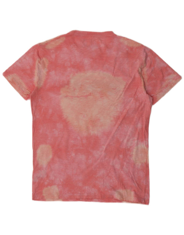Desigual Hombre Camiseta Gráfica Top Grande Rosa Tie Dye Algodón