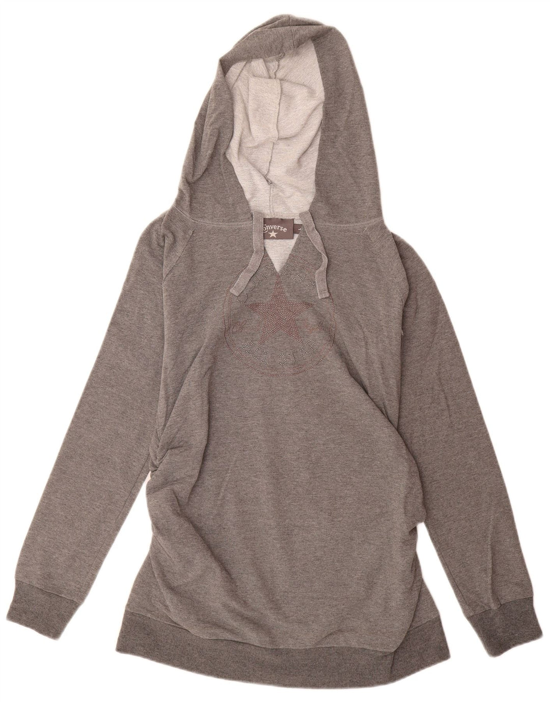 CONVERSE Jersey con capucha gráfica para mujer Reino Unido 14 Algodón gris grande