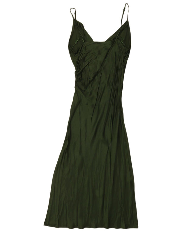Zara Mujer Maxi Vestido Sin Mangas UK 8 Small Viscosa Verde