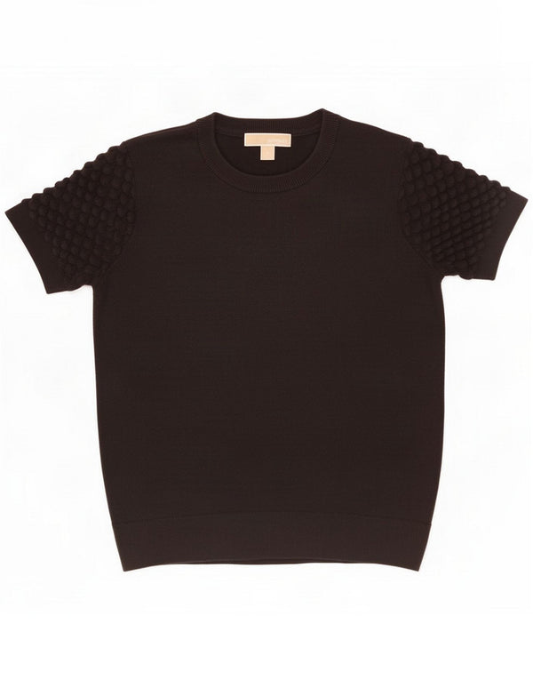 Michael Kors Suéter tipo jersey de manga corta con cuello barco para mujer UK 40 Small Black