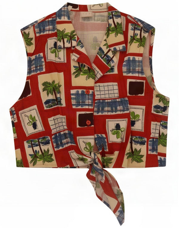 Y blusa camisera sin mangas para mujer IT 46 Large Multicolor Festival