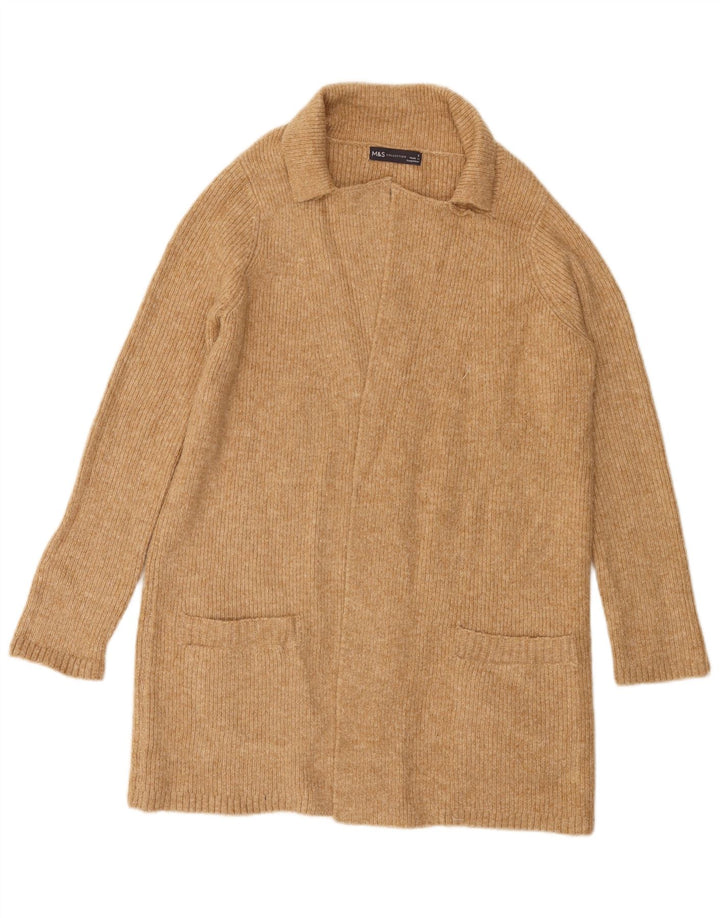 Marks & Spencer Suéter Cárdigan Abierto Largo para Mujer UK 10 Small Brown