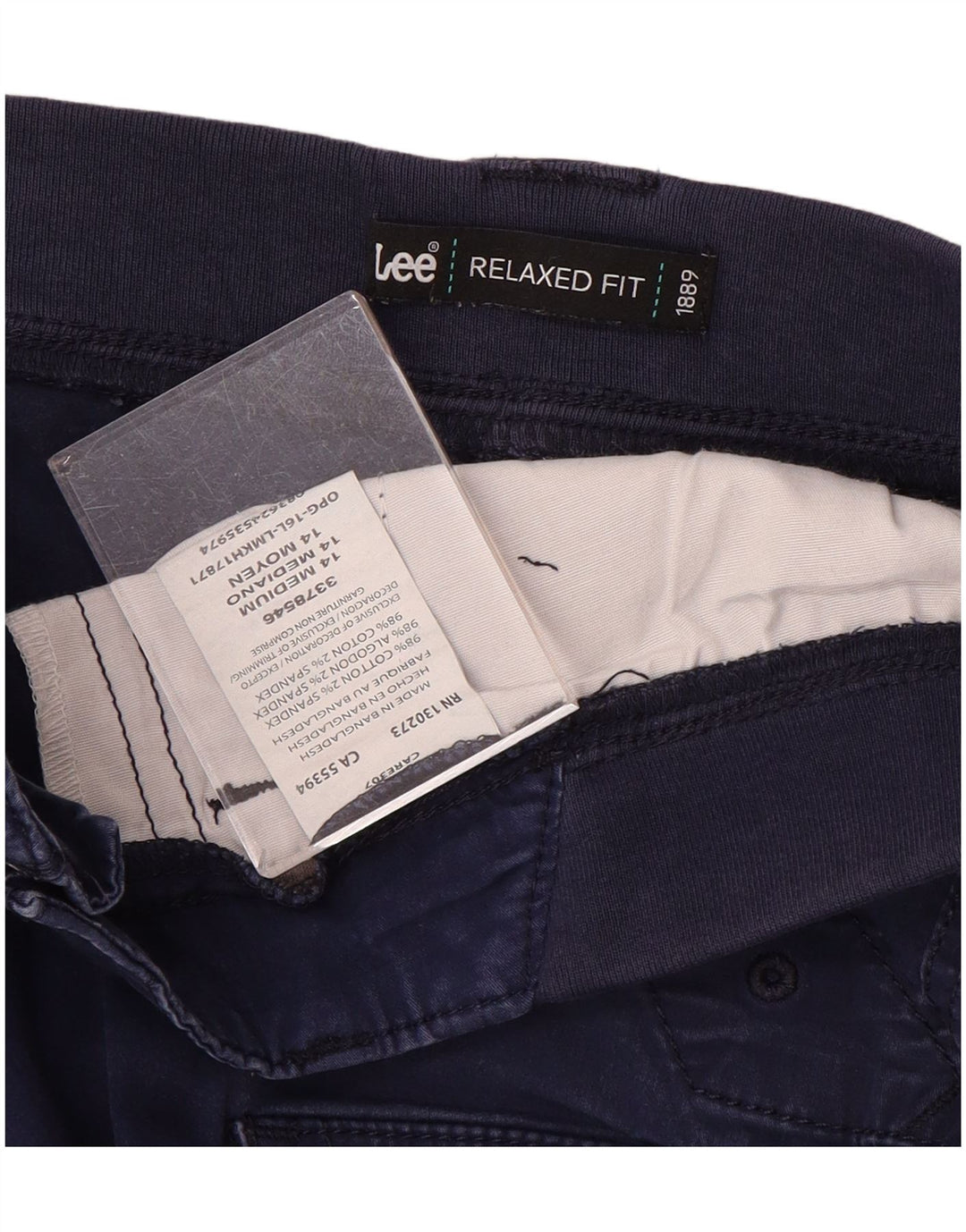 Lee Pantalones Capri de Ajuste Relajado para Mujer US 14 XL W36 L23 Azul Marino Algodón