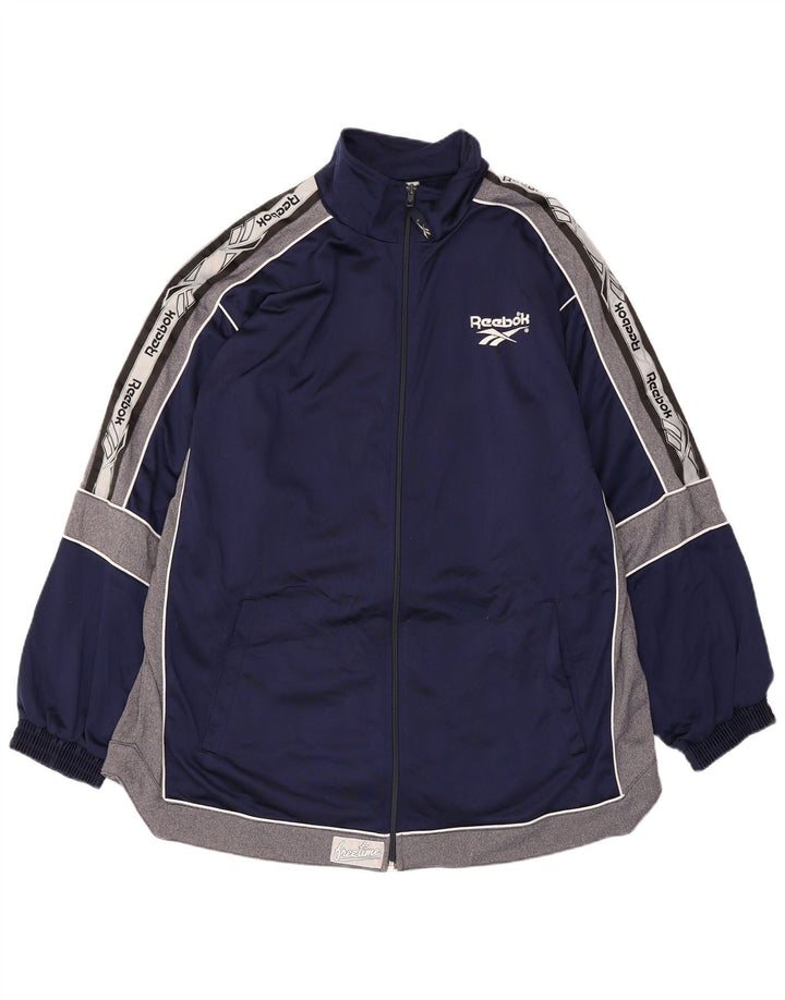 Reebok - Chaqueta de chándal con gráfico para hombre, talla grande, color azul marino