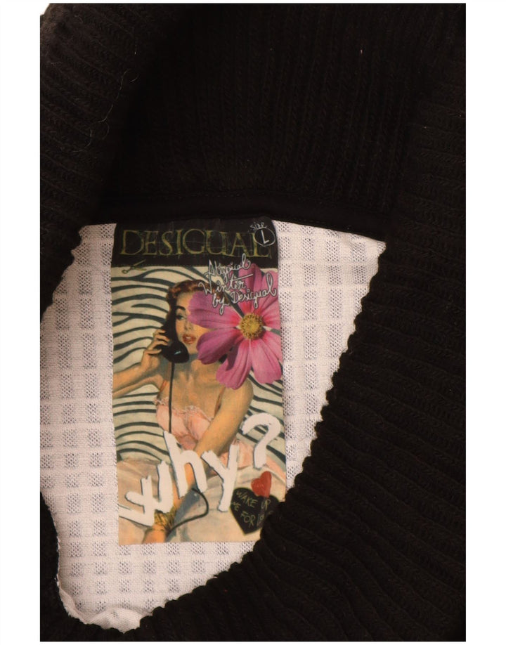 Desigual Vestido tubo con cuello vuelto para mujer UK 40 Viscosa geométrica negra grande