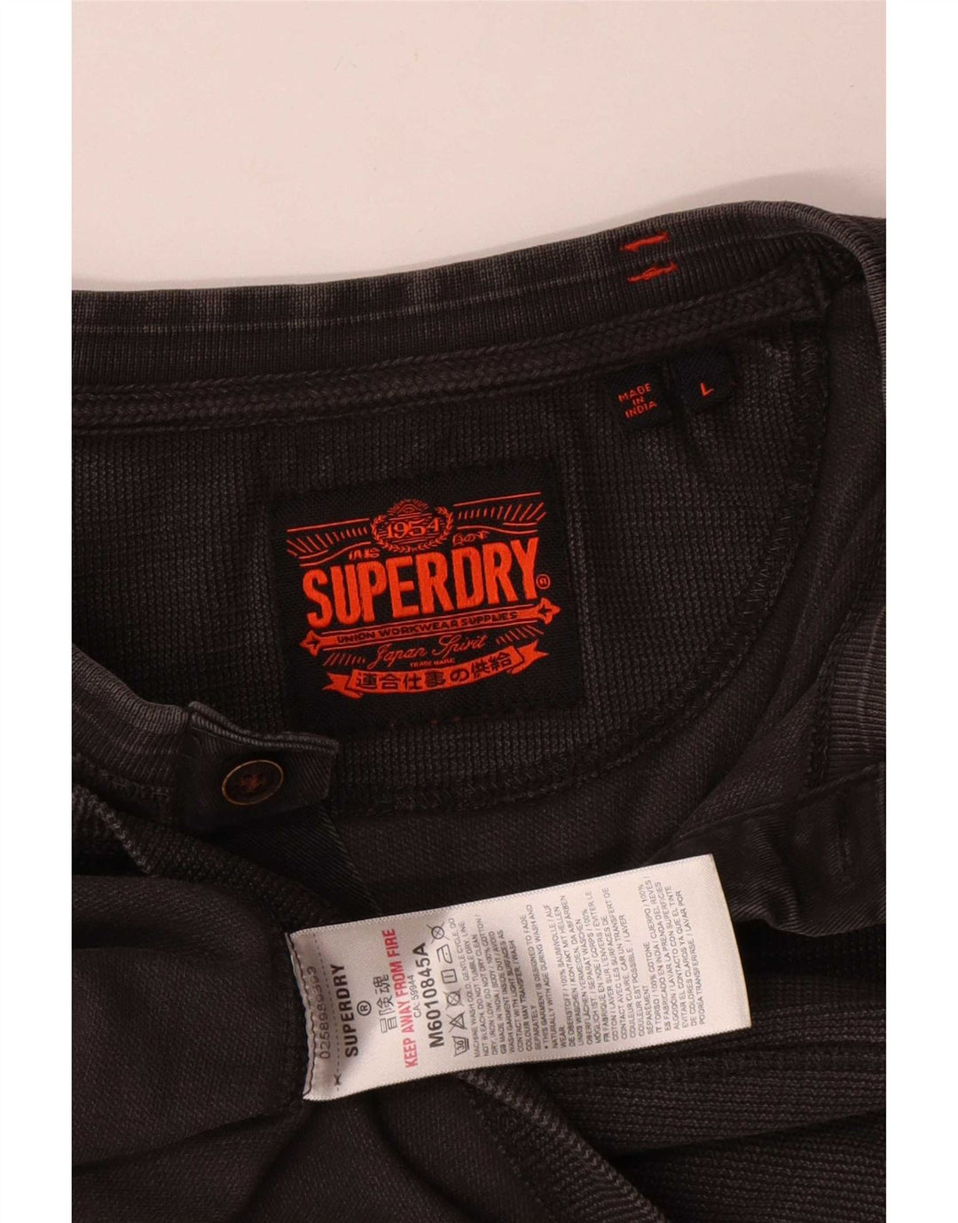 Superdry Camiseta de manga larga para hombre de algodón gris grande
