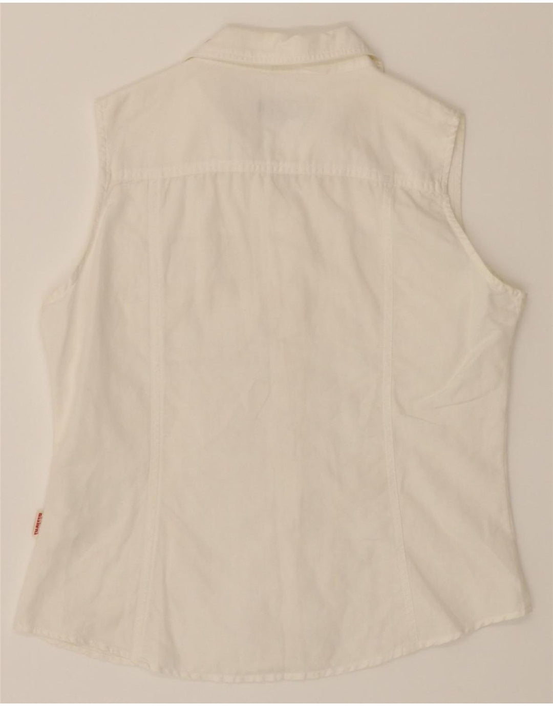 INVICTA Womens Sleeveless Shirt UK 10 Small White Flax Vintage Invicta and Second-Hand Invicta from Messina Hembry 