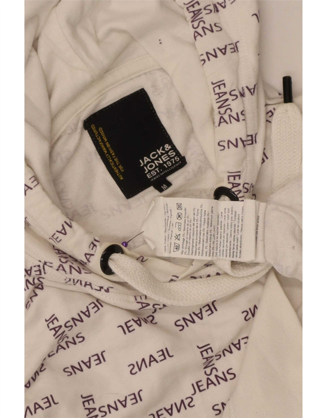 Jack & Jones Hombre Sudadera Con Capucha Gráfica Jersey De Algodón Blanco Mediano