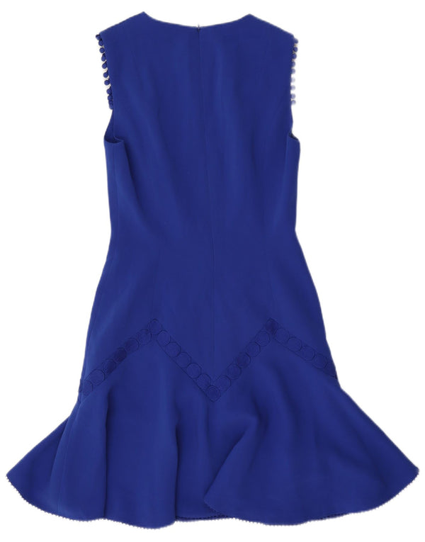 Karen Millen Vestido tubo sin mangas para mujer UK 8 Small Triacetato azul