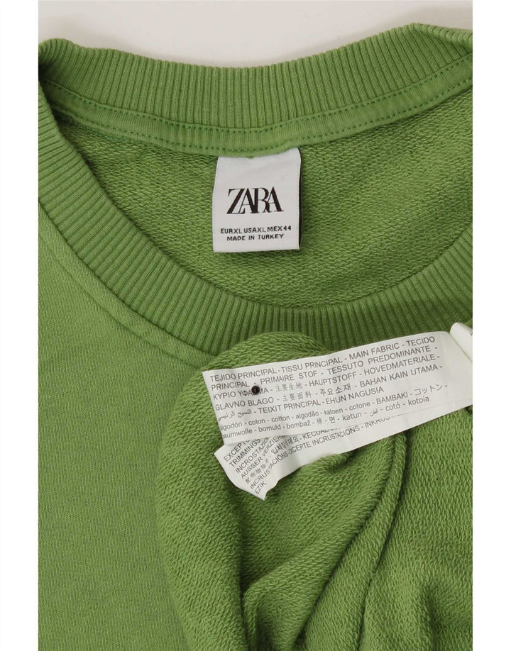 Zara Hombre Sudadera Jumper XL Verde Algodón