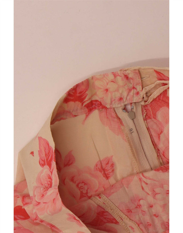 Vintage mujer maxi falda acampanada W26 pequeño rojo floral
