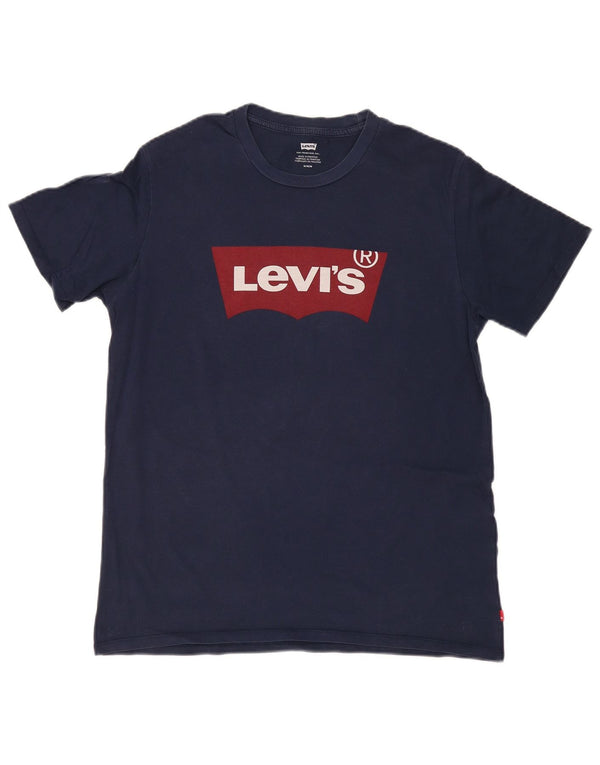 LEVI'S Camiseta gráfica para hombre Top Medium Azul marino Algodón