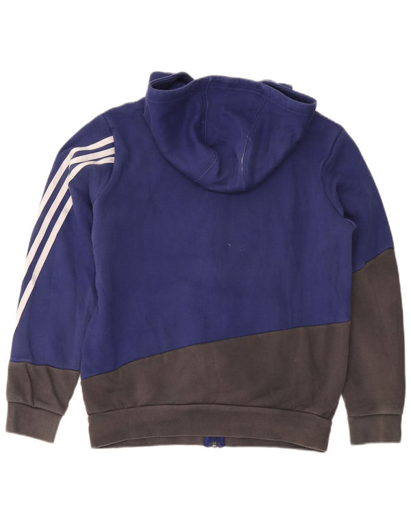 Adidas Sudadera con capucha y cremallera para niños 13-14 años Azul marino Algodón color block