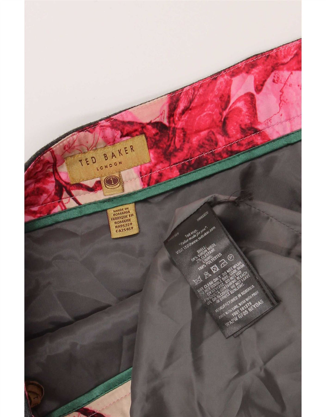 Falda lápiz para mujer de Ted Baker Talla 1 XS W26 Lana virgen gris